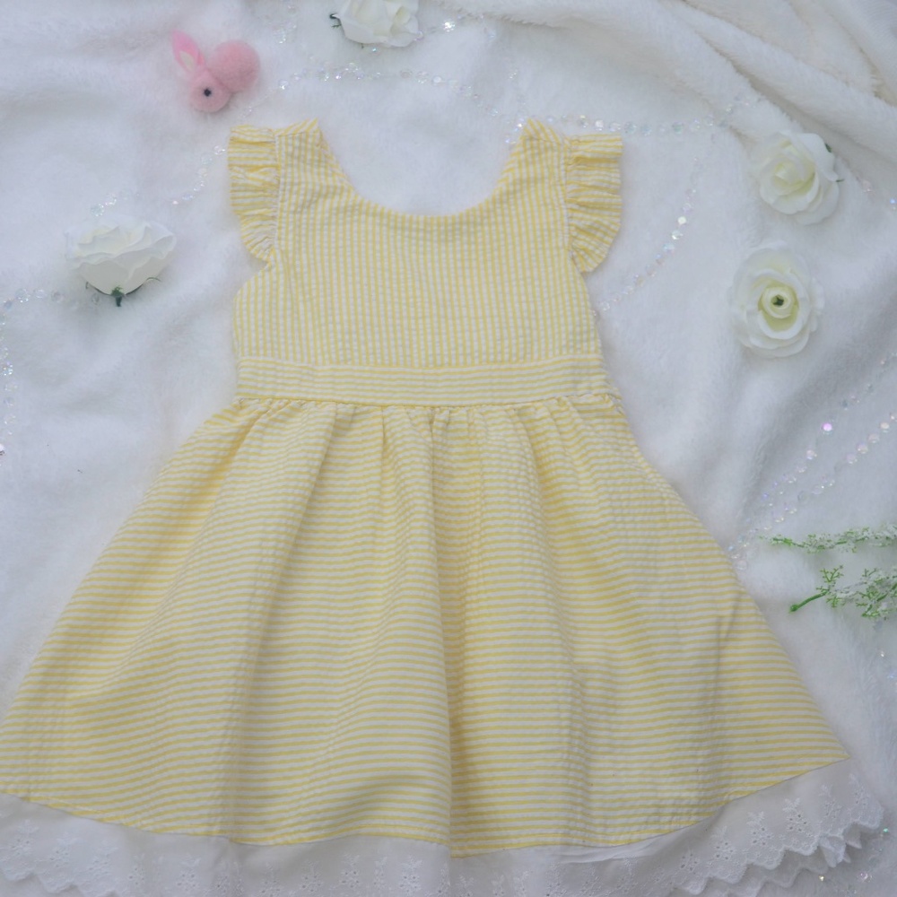 Rare Edition White and Yellow Gingham Pattern Dress